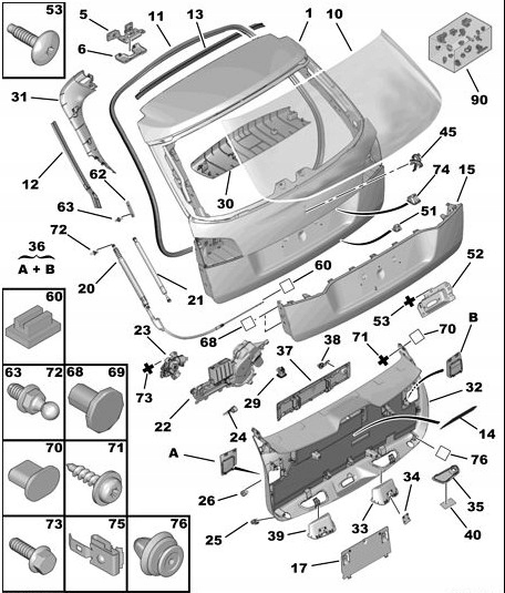 ODBÓJ POKRYWY BAGAŻNIKA PEUGEOT 508 SW KOMBI Numer katalogowy części 8733AQ