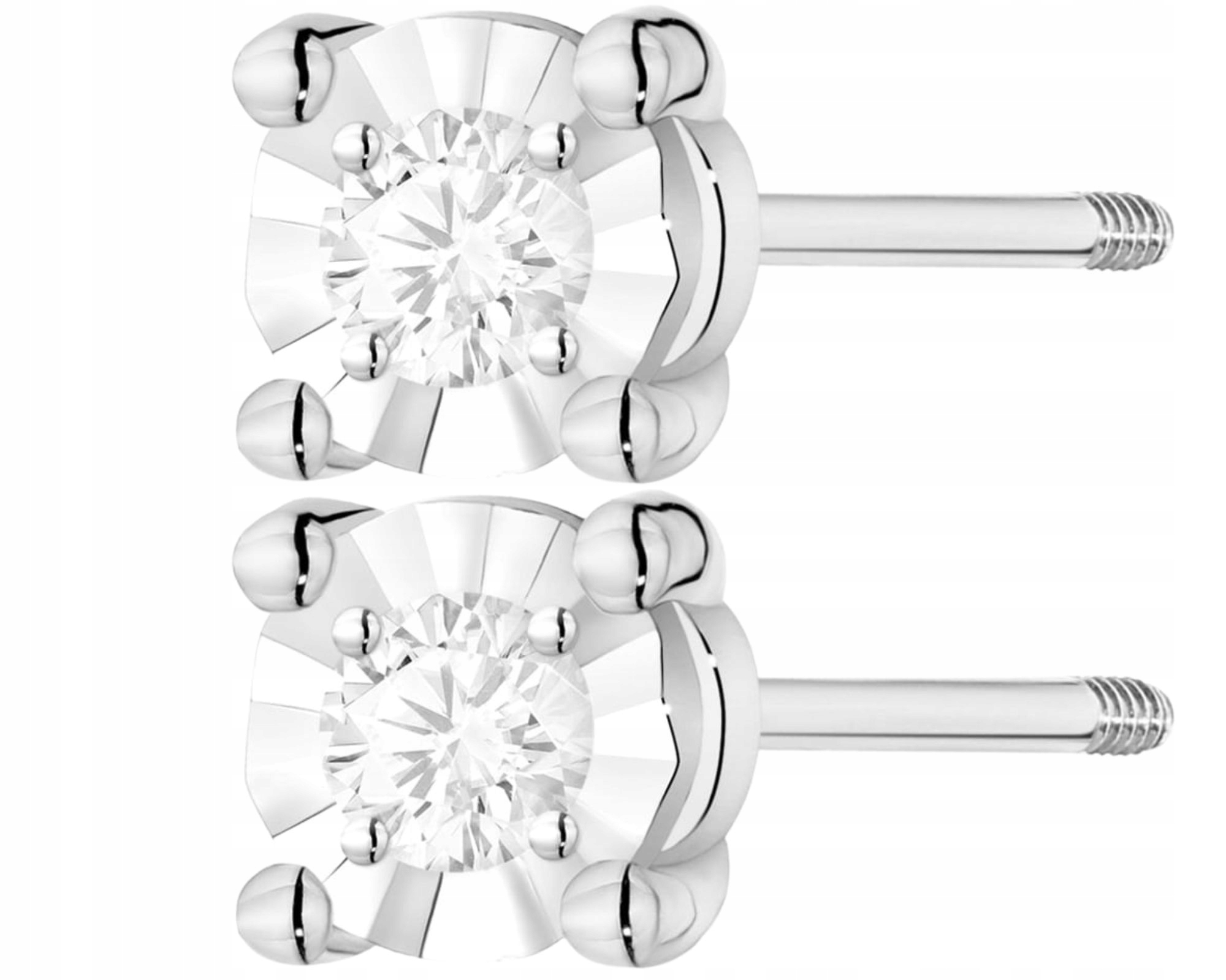 Bílé Zlato Náušnice Na Tyči Diamanty Brilianty Šroubovací Tyčinka Zlato