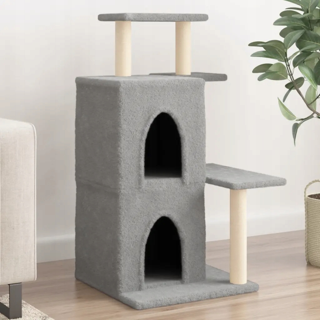 Levně Petrashop Škrabadlo pro kočky se sisalovými sloupky světle šedé 97 cm Šedá