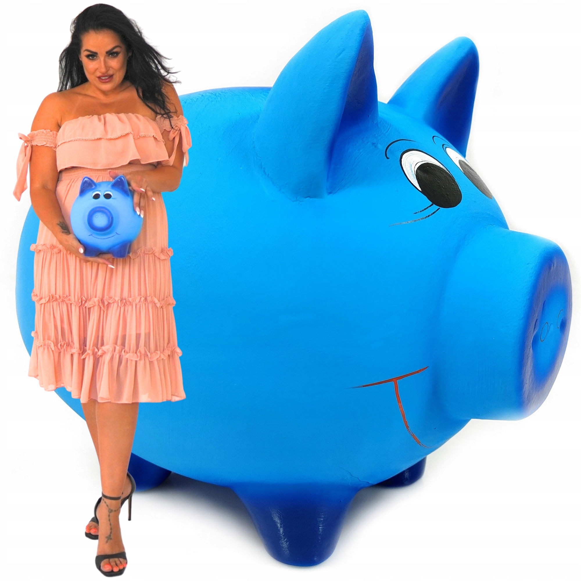 Pokladnička Dárek velká XXL K Rozbití bez otevření Modrá keramická