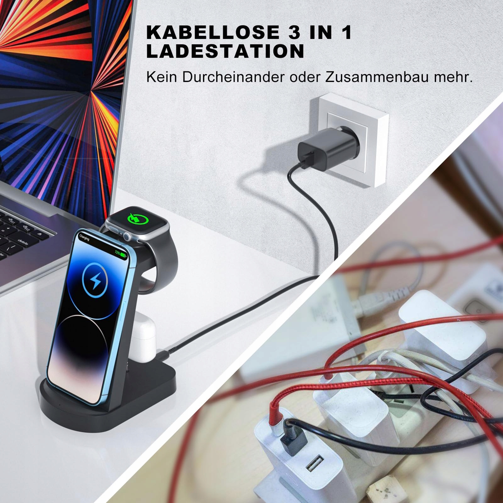INNISTO UNIVERSAL Ładowarka 3w1 Do iPhone Apple Watch AirPods — miniatura 5