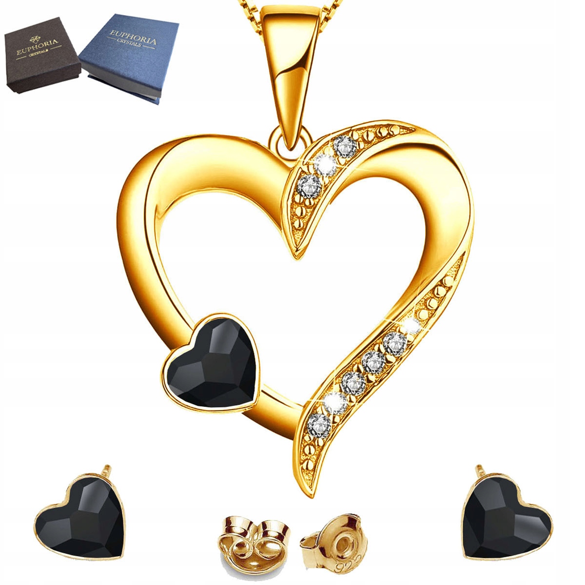 Pozlacený komplet Sada šperků Stříbro Zirkony Dárek ke Dni žen