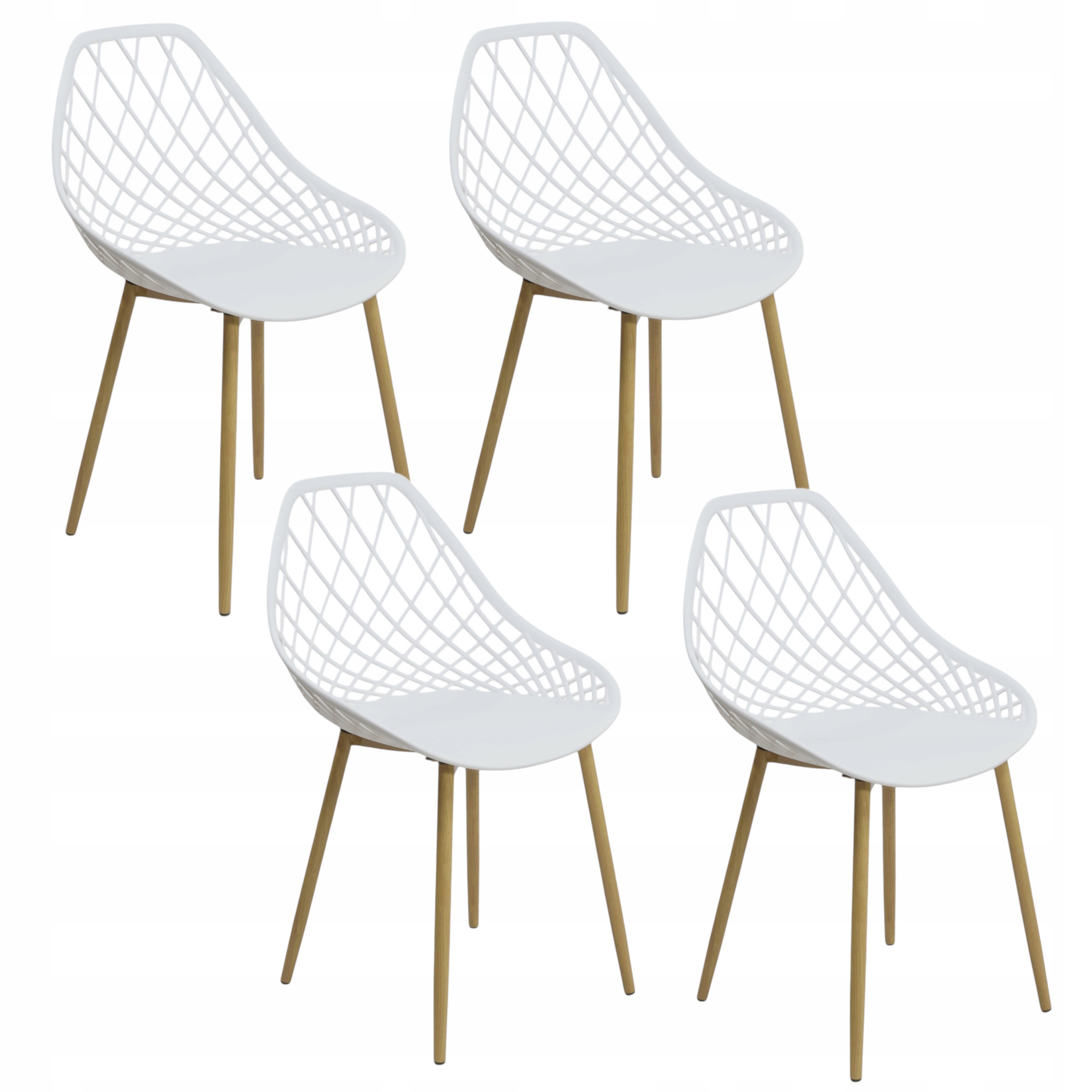 Skandinávské perforované křeslo Loft Bílé Moderní křeslo do obývacího pokoje Kuchyně x4