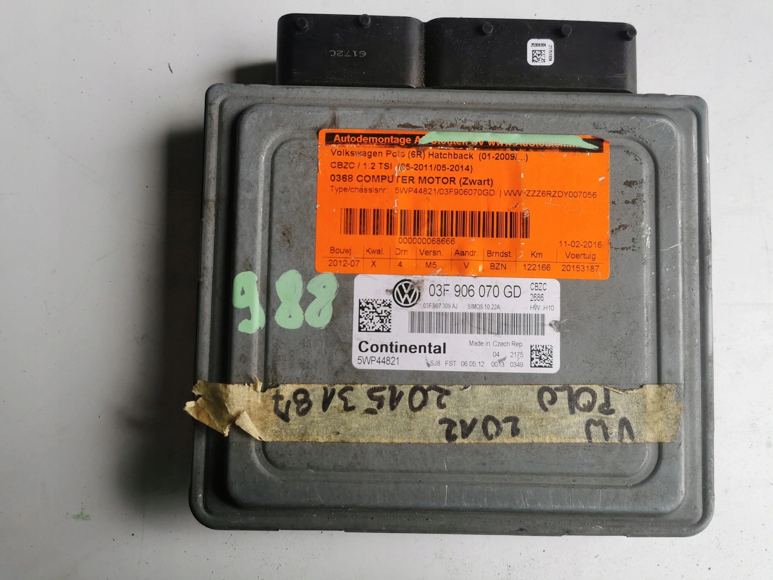 VW POLO 1.2B TSI 5WP44821 03F906070GD computer ECU