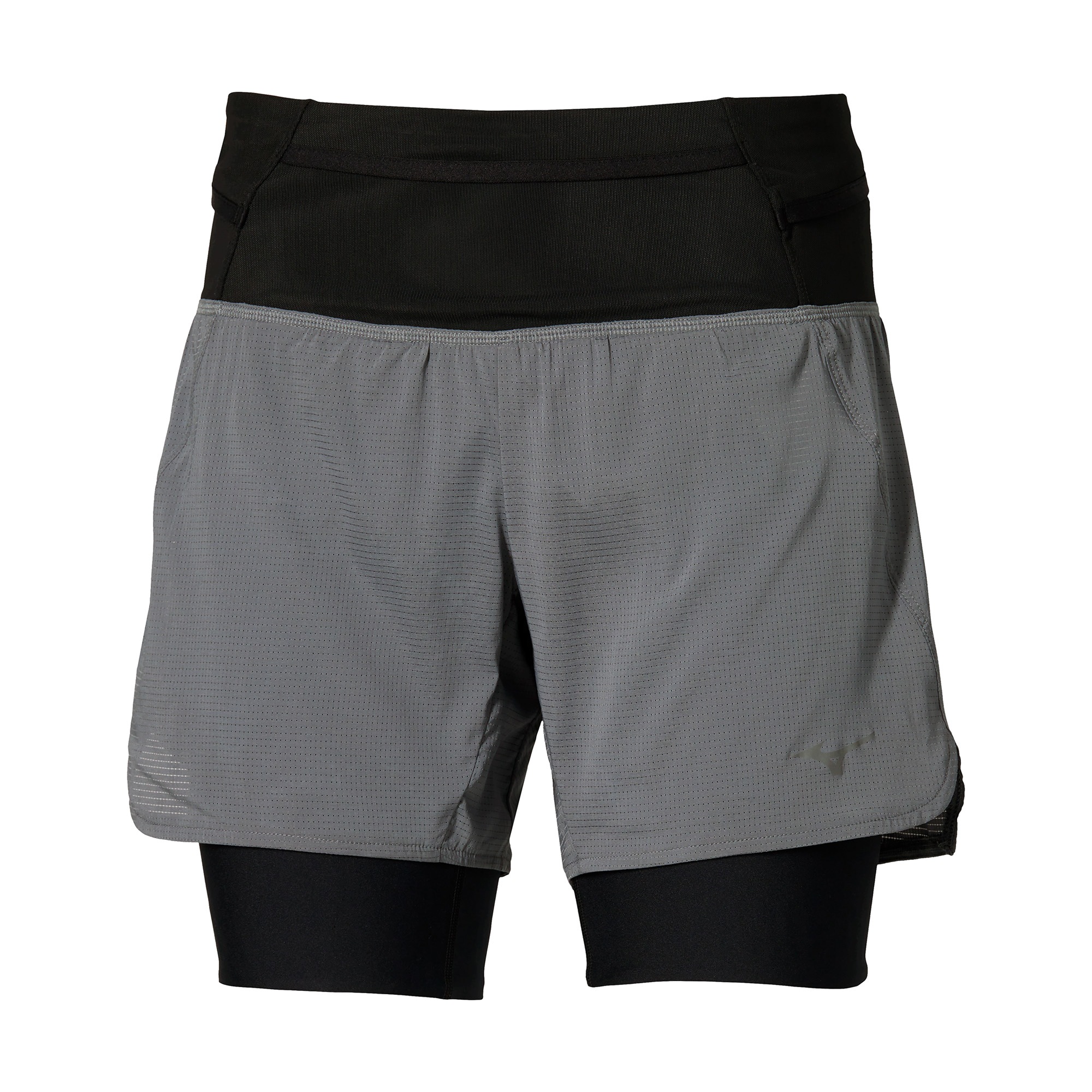 Spodenki do biegania damskie Mizuno Trail Multipocket 2in1 lava smoke