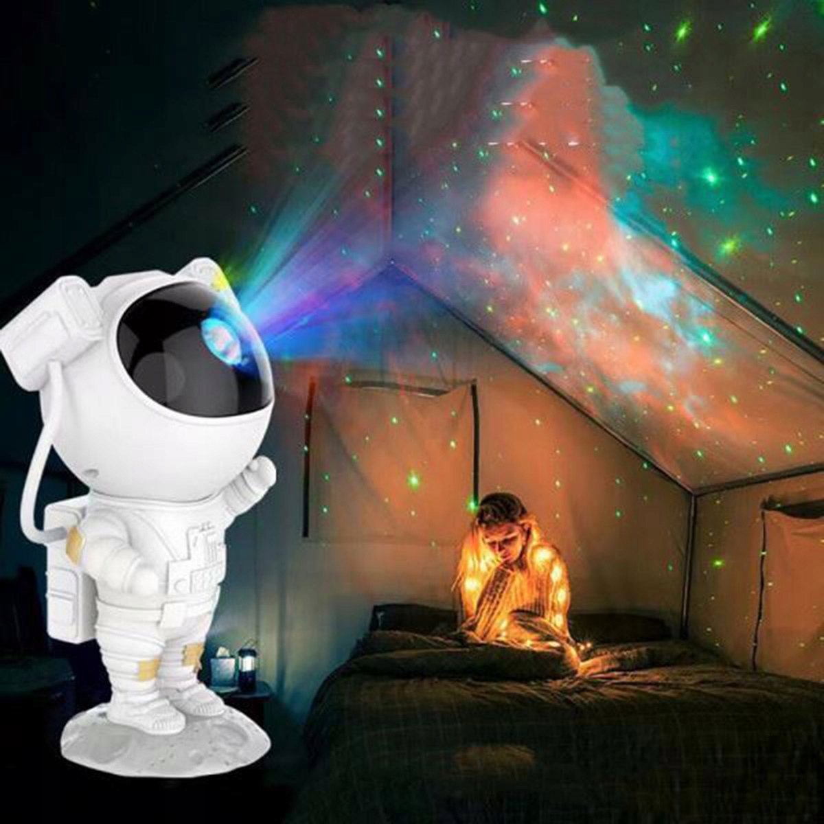 PROJEKTOR GWIAZD NIEBA LED RGB LAMPKA NOCNA ASTRONAUTA DLA DZIECKA AK235A Płeć unisex
