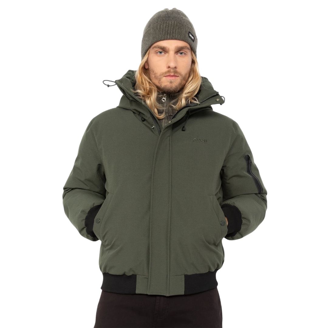 Schott Nyc Zelená Parka Bunda S Kapucí A Podšívkou, Velikost XL 6BA