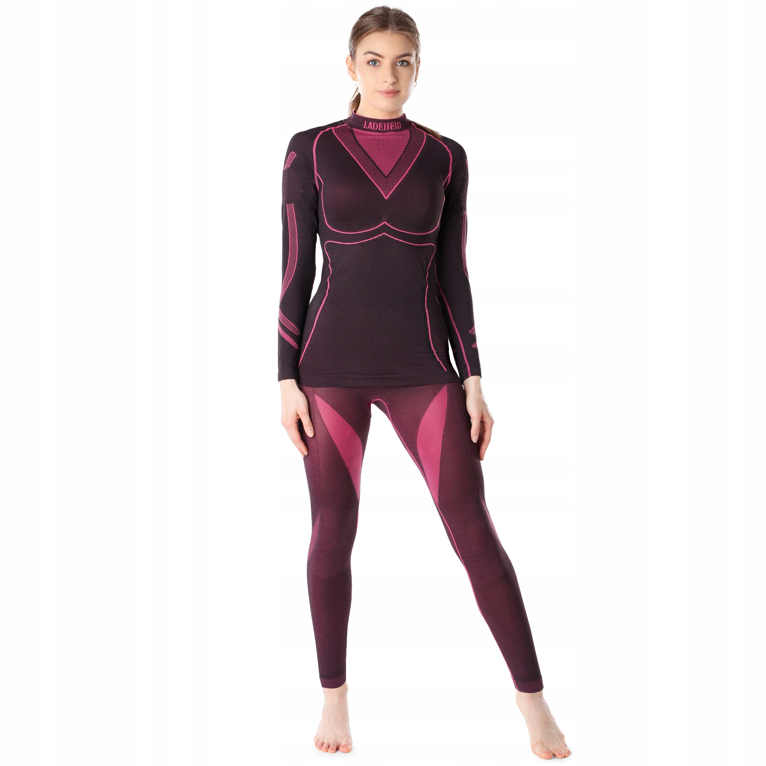 Bielizna Termoaktywna damska Komplet bluzka spodnie czarny róż XL