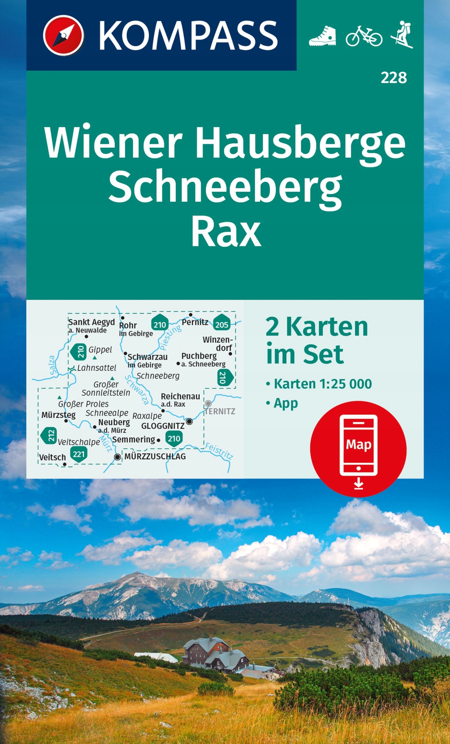 K 228 Wiener Hausberge, Schneeberg.. mapa Kompass