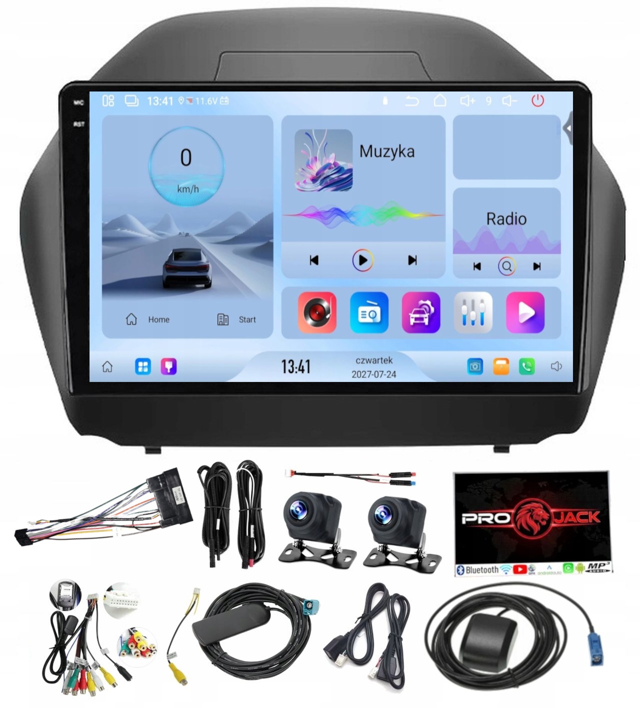 Navigační Rádio Carplay Gps Android Bt Hyundai IX35 09-15 4GB 64GB Sim