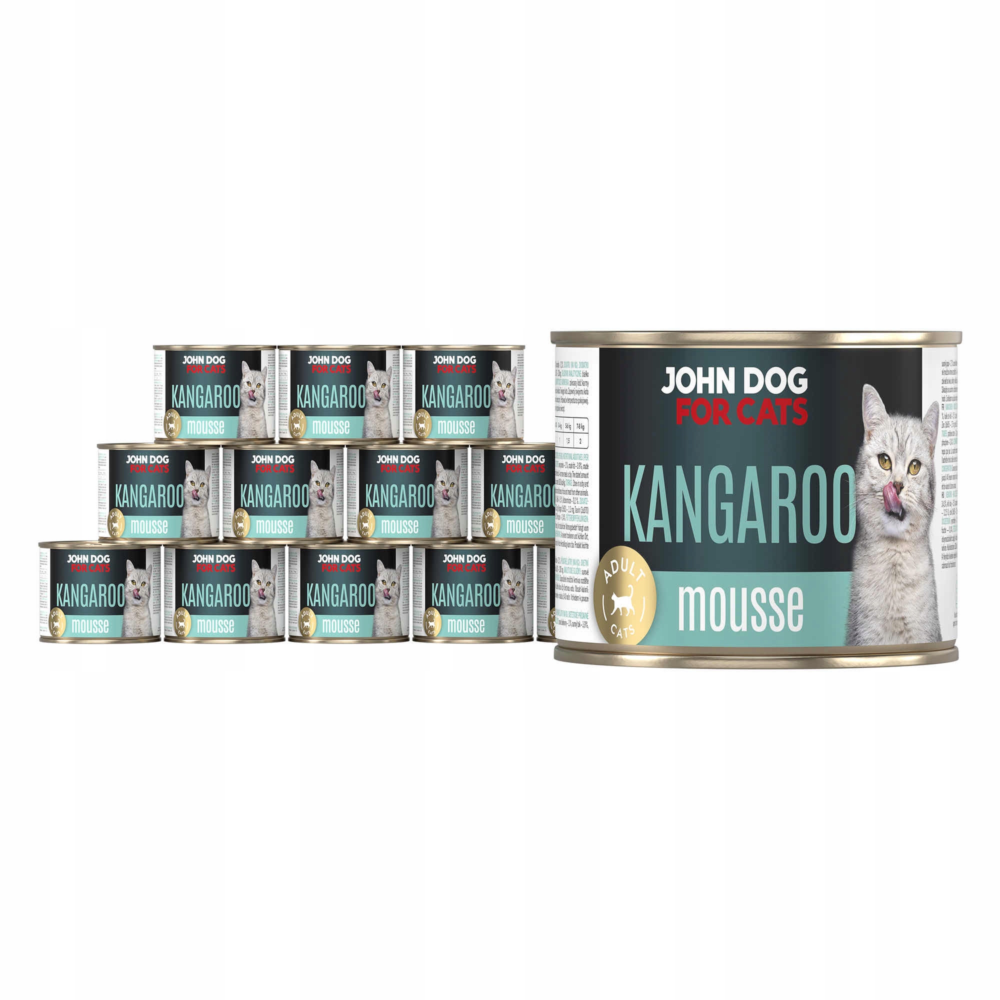 Mokra karma dla kota John Dog for Cats Dorosły Kangur Mus 12x 200g