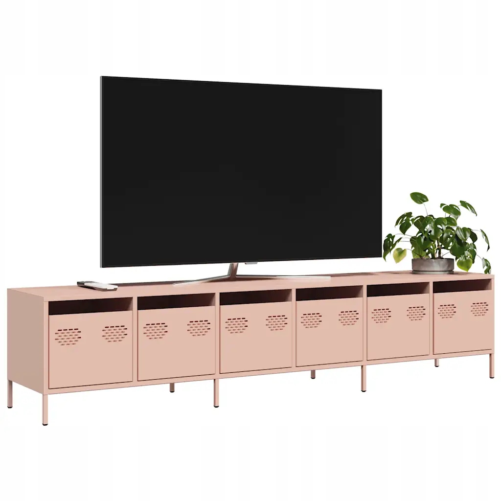 Tv skříňka růžová 202 x 39 x 43,5 cm ocel válcovaná za studena Růžová 33071