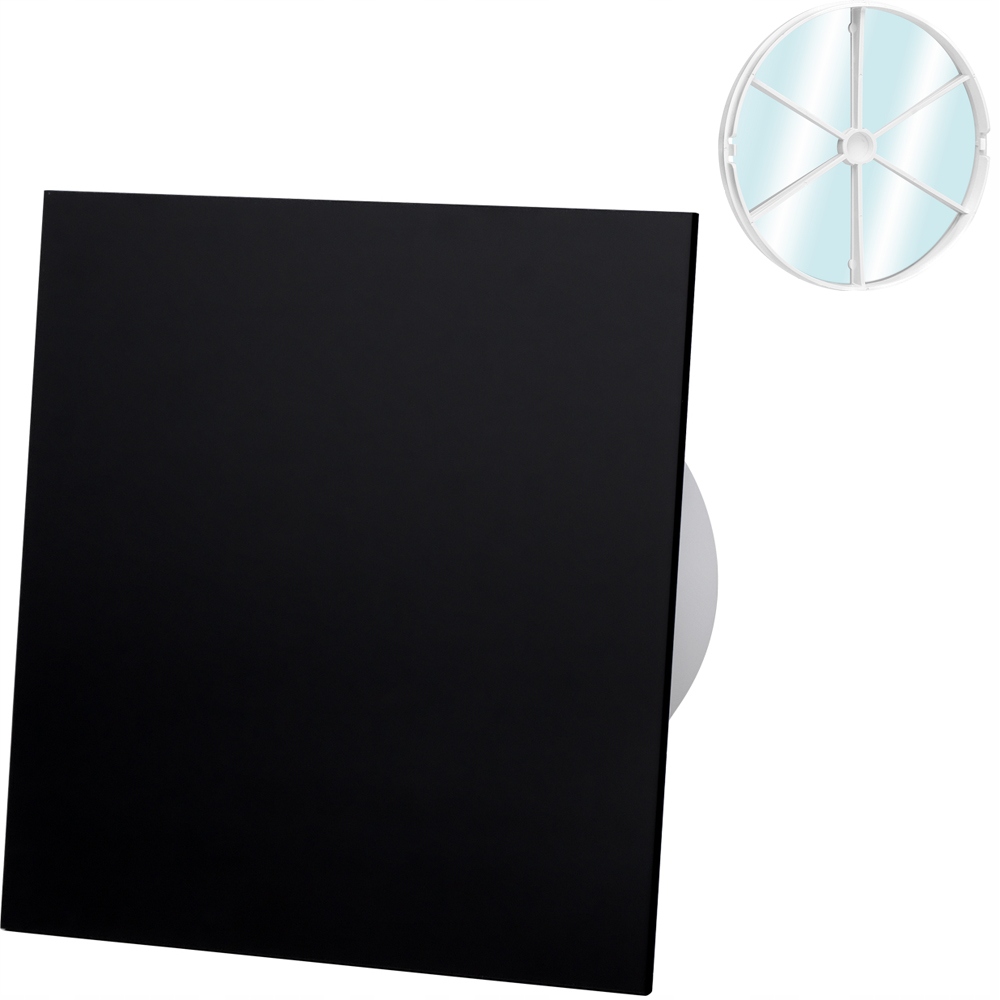 Ventilátor Plexi Černý Lesk Časovač Senzor Vlhkosti Zpětný Ventil Fi 125