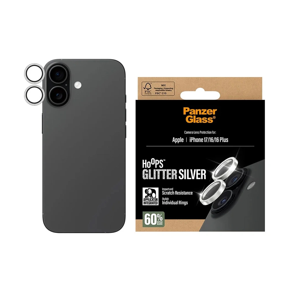 PanzerGlass Hoops ochrona 17 iPhone'a 16 iPhone'a 16 brokatowe srebro