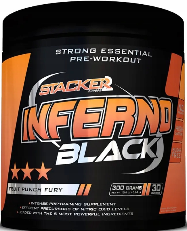 Stacker2 Europe Předtréninkovka Inferno Black Fruit Punch Fury 300 g