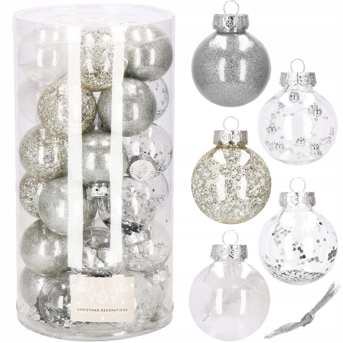 

Bombki Na Choinkę Stroik Bombka 6CM 30SZT. Srebrne