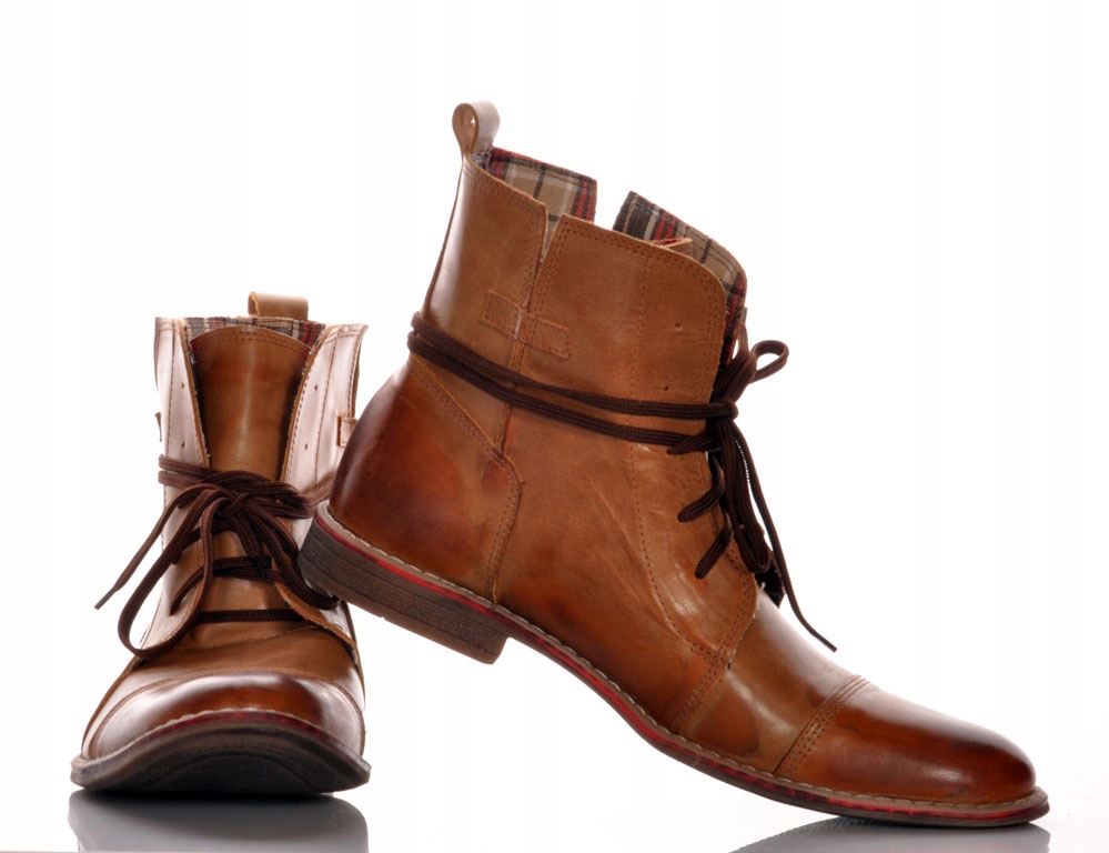 3/4 Buty Bullet Miodowe , Camelowe Trzewiki za kostke sztyblety Skórzane 44 Marka Bullet