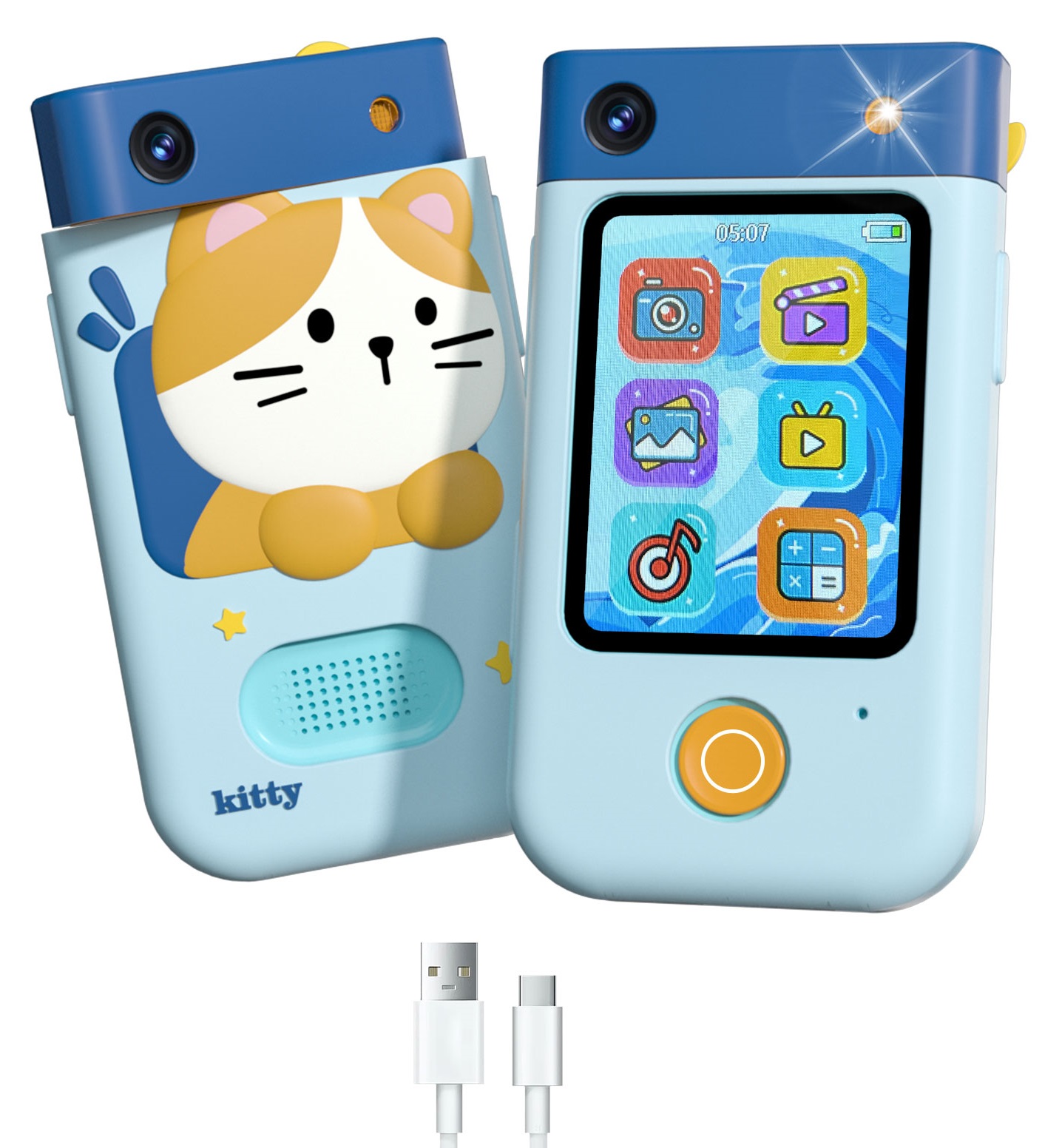 Digitální fotoaparát 48MP Kamera 1080p pro děti Herní svítilna MP3 Budík Telefon