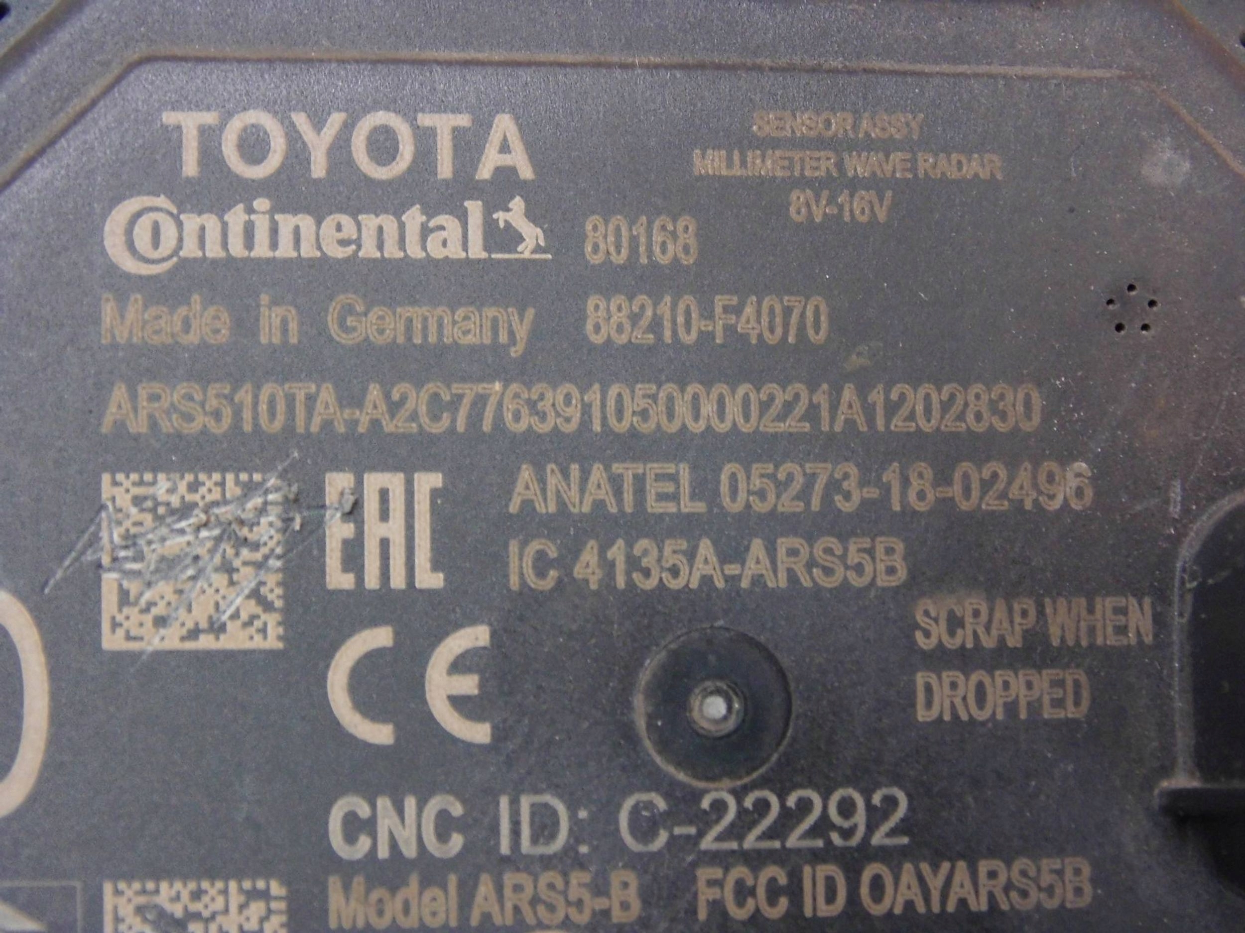 Toyota C-HR modulo radar sensor distronic ACC 88210-F4070