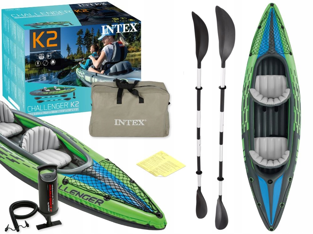 Kajak Challenger K2 Intex 68306 2 osobowy Wiosło Pompka Torba Model2026
