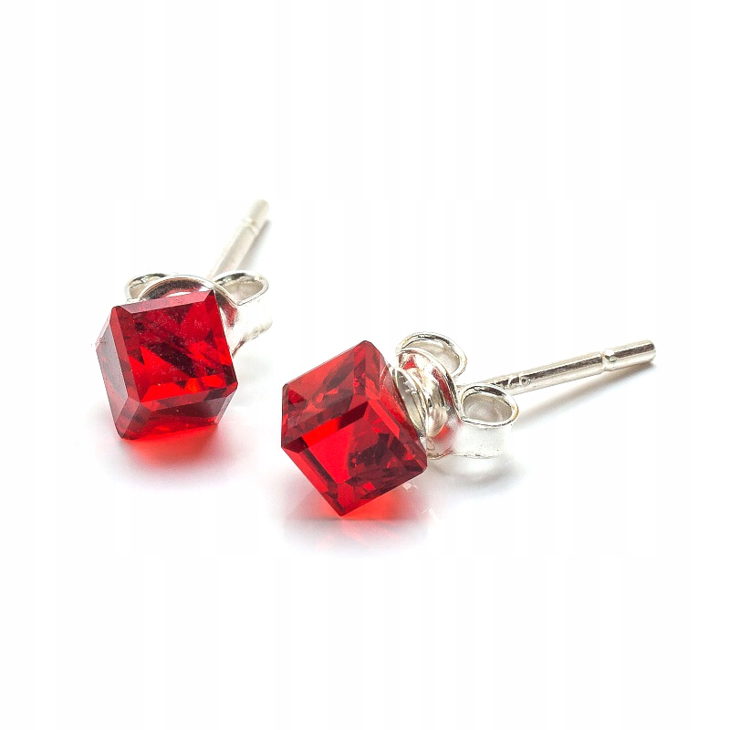 

Srebrne Kolczyki 925 Swarovski Cube 4mm Light Siam
