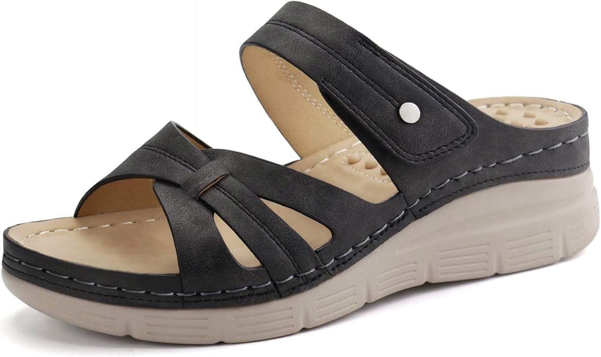 Ortorex Černé Nazouváky Ažurové Pantofle S Béžovou Podrážkou 39 J1A