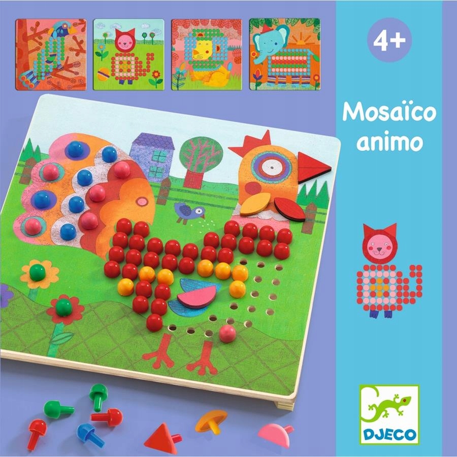 

Mozaika Animo kolorowe obrazki gwoździki Djeco 4+