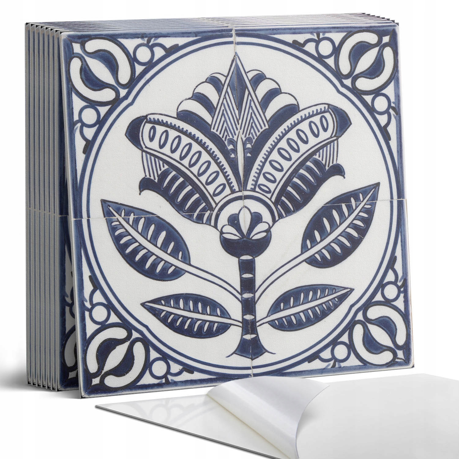 Sada dlaždic Vinyl Pvc Květinový motiv v keramickém stylu 9 x 30 x 30 cm