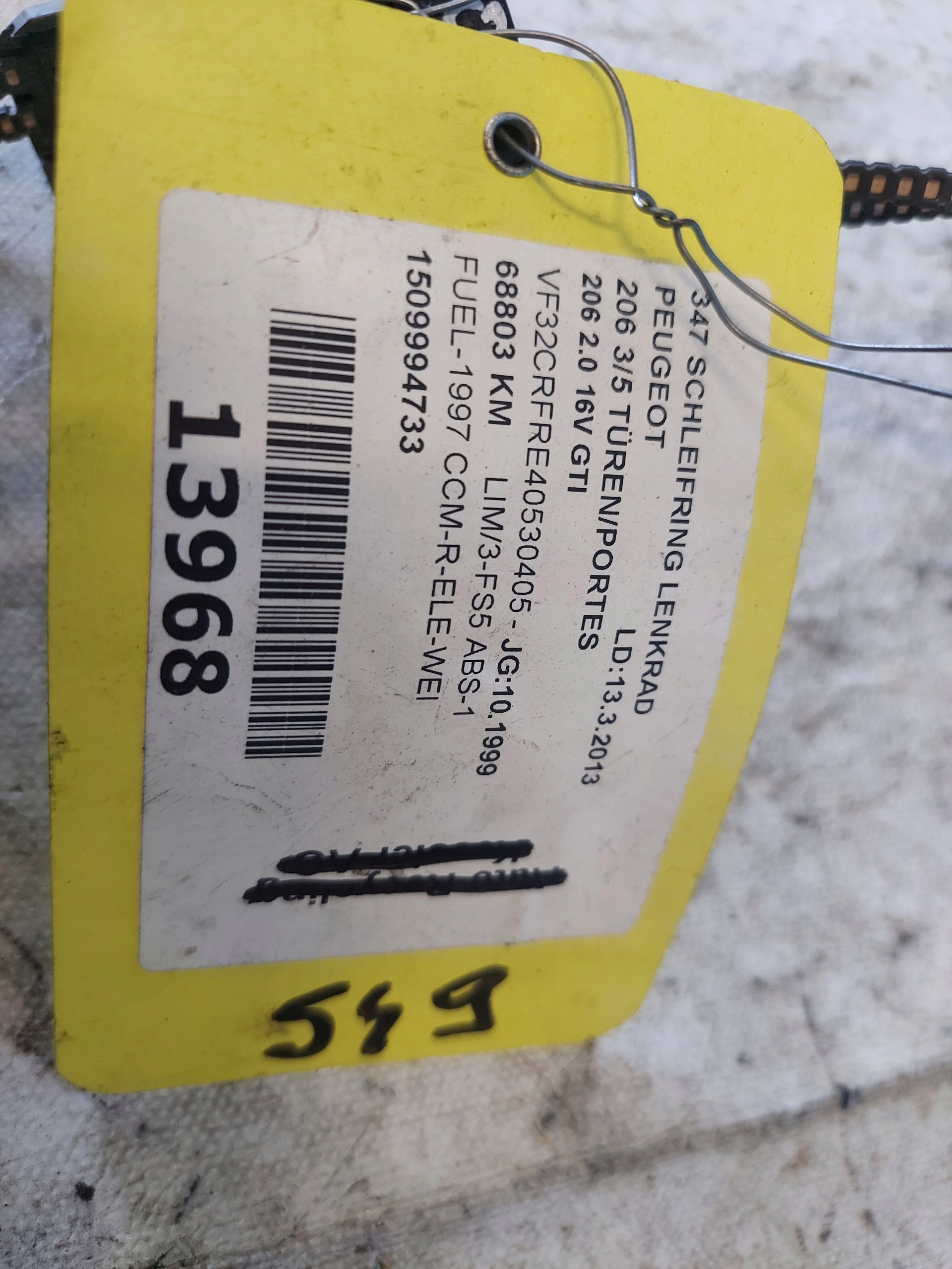 ring airbag PEUGEOT 206