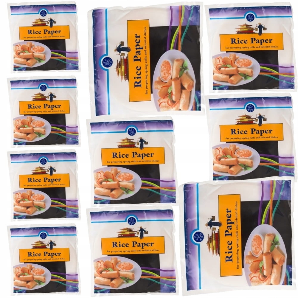10 x Rýžový papír Kulatý na jarní závitky a jarní závitky Bezlepkový 22 cm 200 g