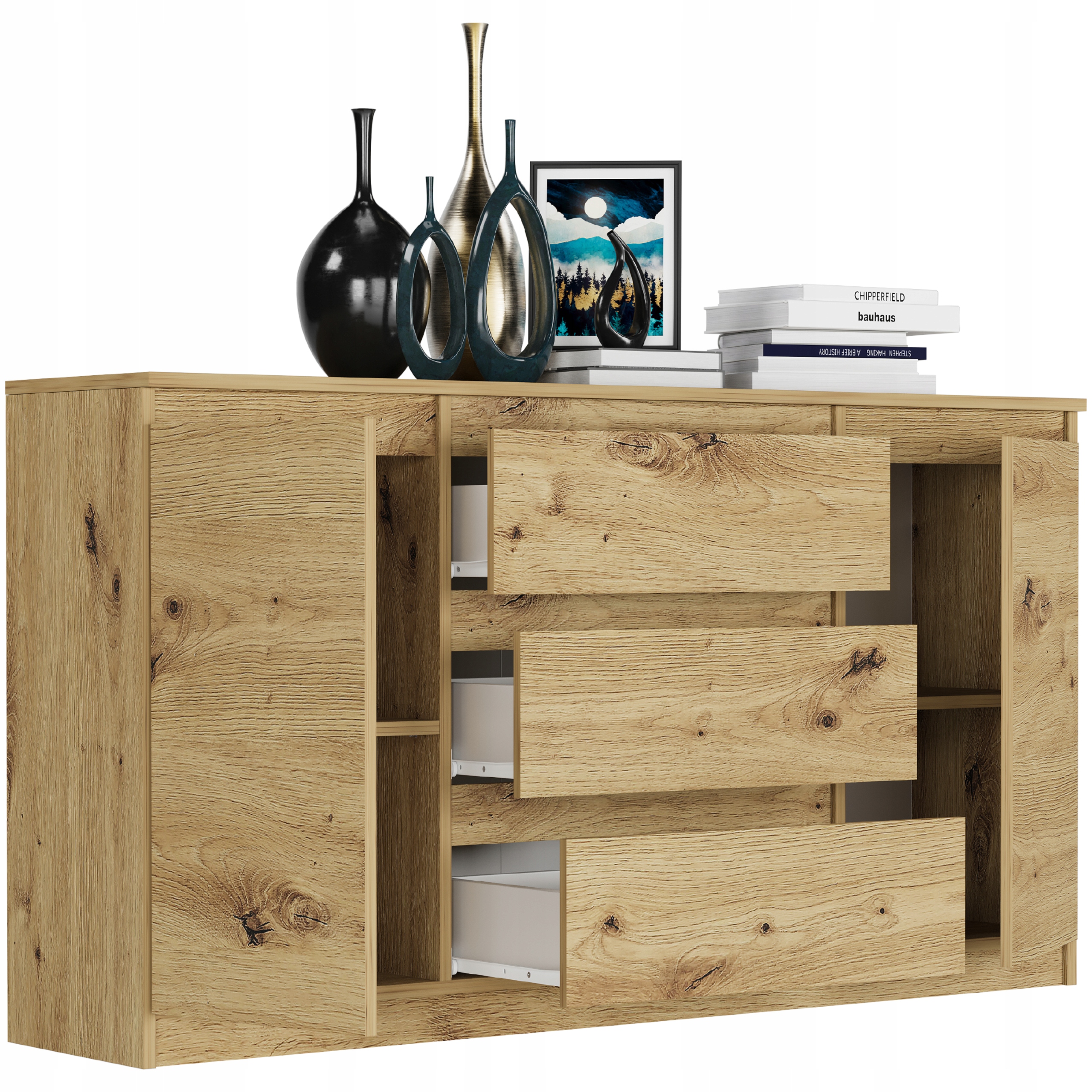 KOMODA 140 SZAFKA 3 SZUFLADY 2 PÓŁKI R-140-S3 ARTISAN