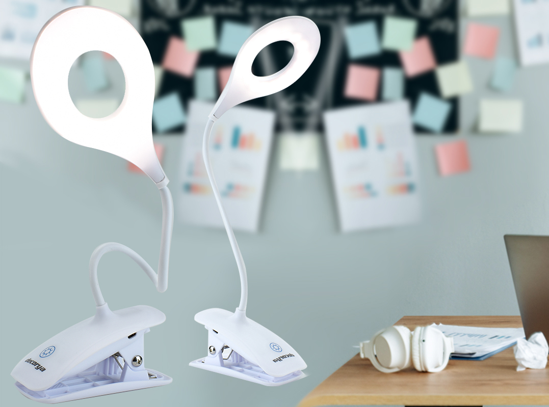 LAMPKA LED Z KLIPSEM DO CZYTANIA NA DOTYK Zasilanie akumulatorowe sieciowe