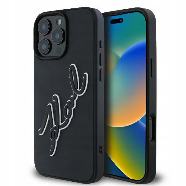 Pouzdro Karl Lagerfeld 3D Rubber Bicolor Signature pro iPhone 16 Pro
