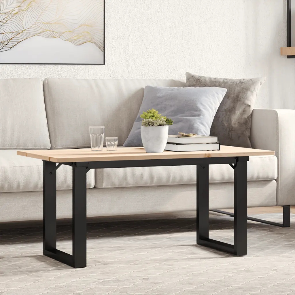Konferenční stolek s O rámem 100x50x45 cm borové dřevo a ocel Hnědá 3282666