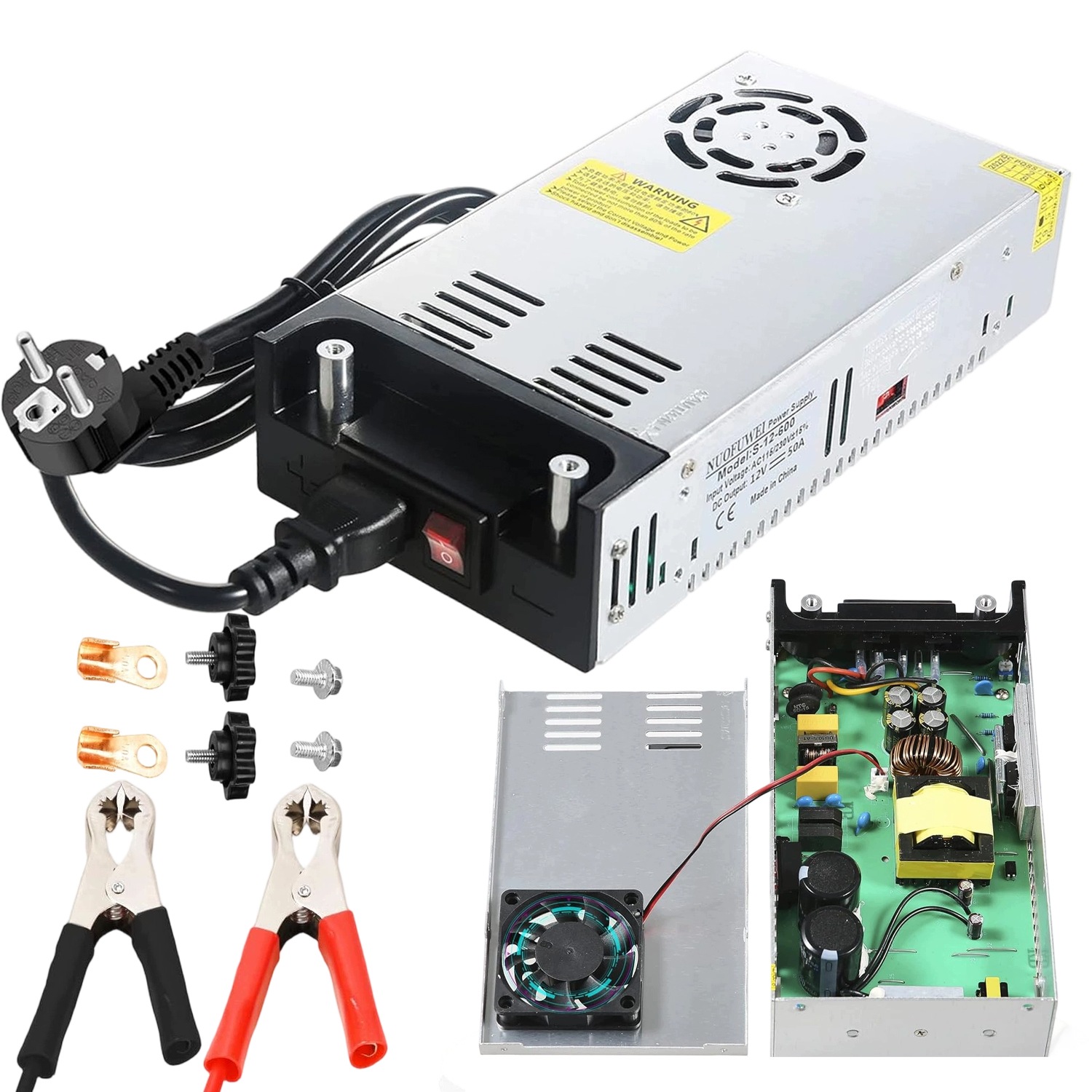 Impulsní napájecí zdroj 12V 50A 600W pro 3D čerpadla, car audio 230V zabezpečení