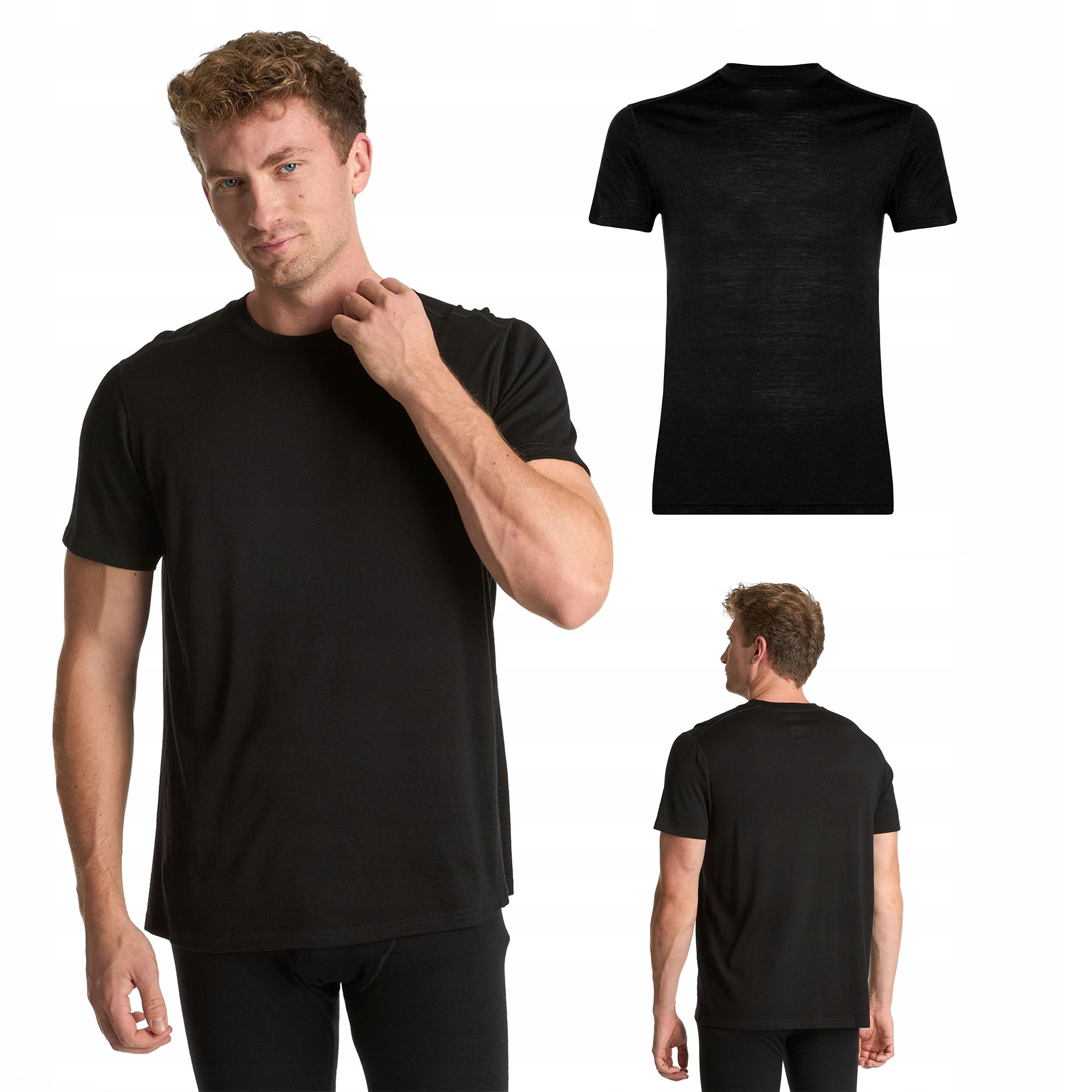 Koszulka termoaktywna męska Merino 100% Woolcano TEE0546 czarny S