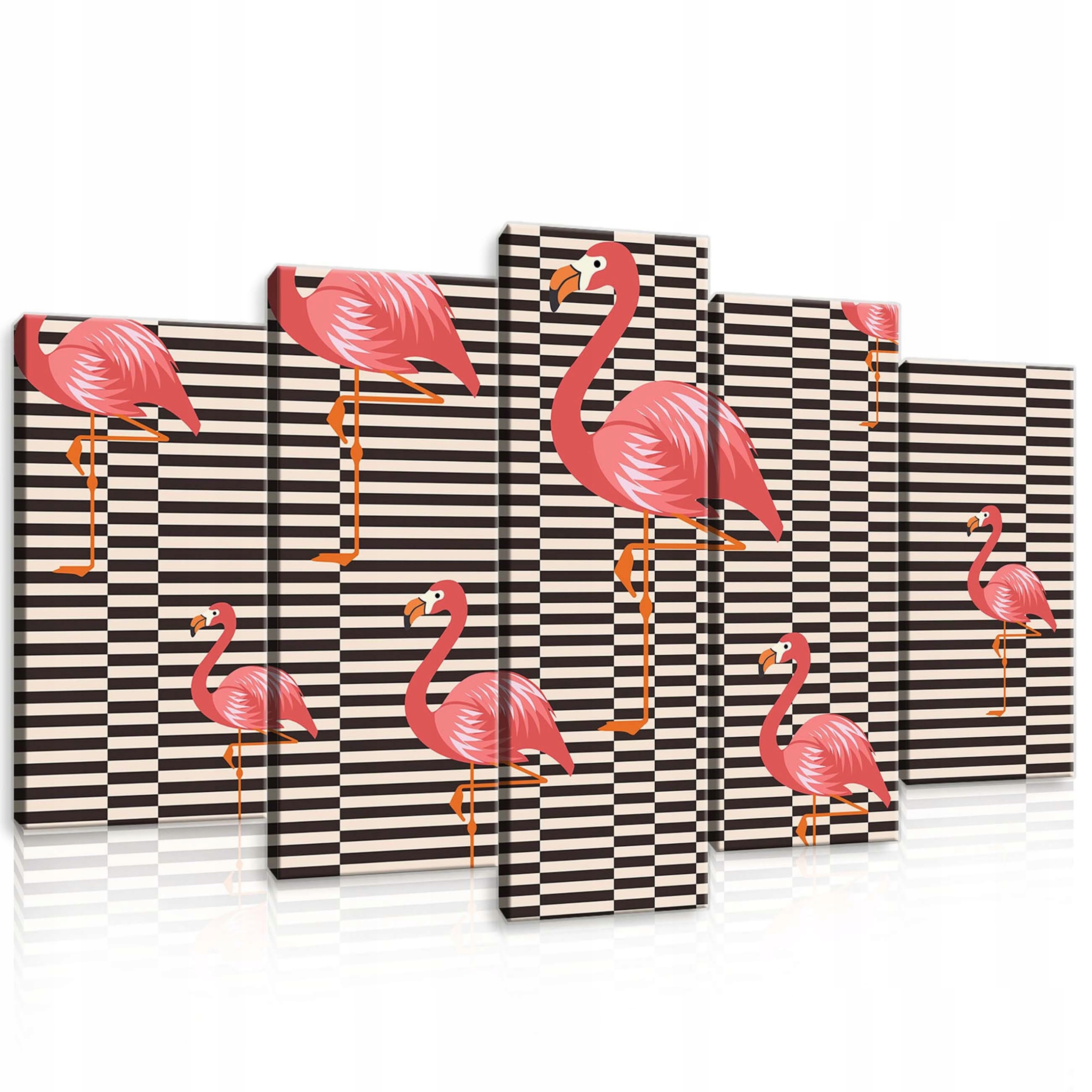 Obraz 100x60 Plameňáci růžové ptáci pruhy moderní výzdoba tropů