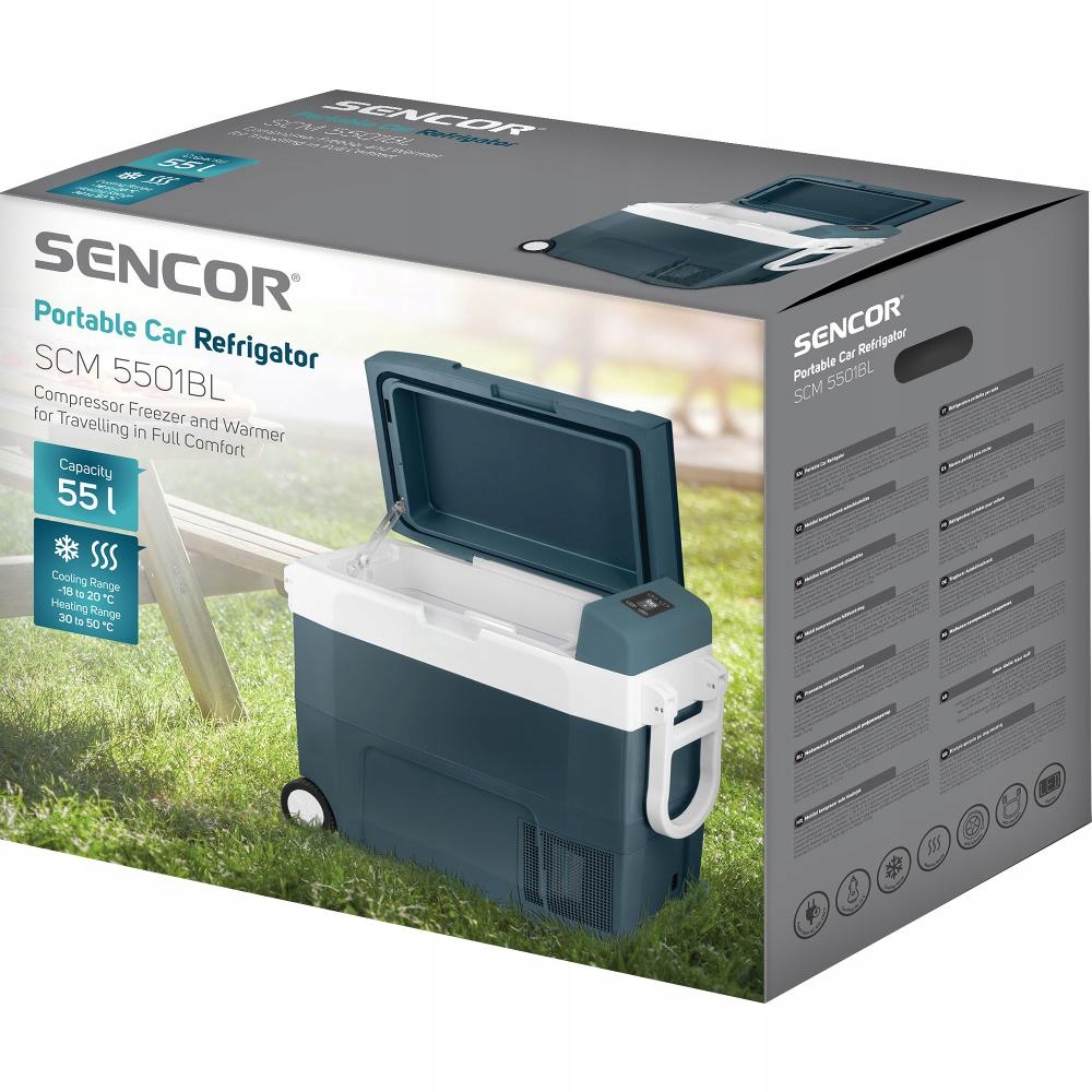 Lodówka turystyczna samochodowa Kompresorowa Sencor temp -18 do +50 °C 55L Marka Sencor