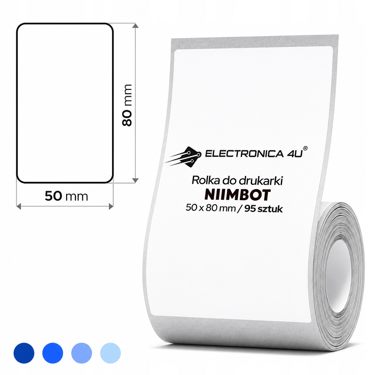 Etykiety przezroczyste termiczne drukarki Niimbot B21 B1 B4 B3S 50x80 95szt