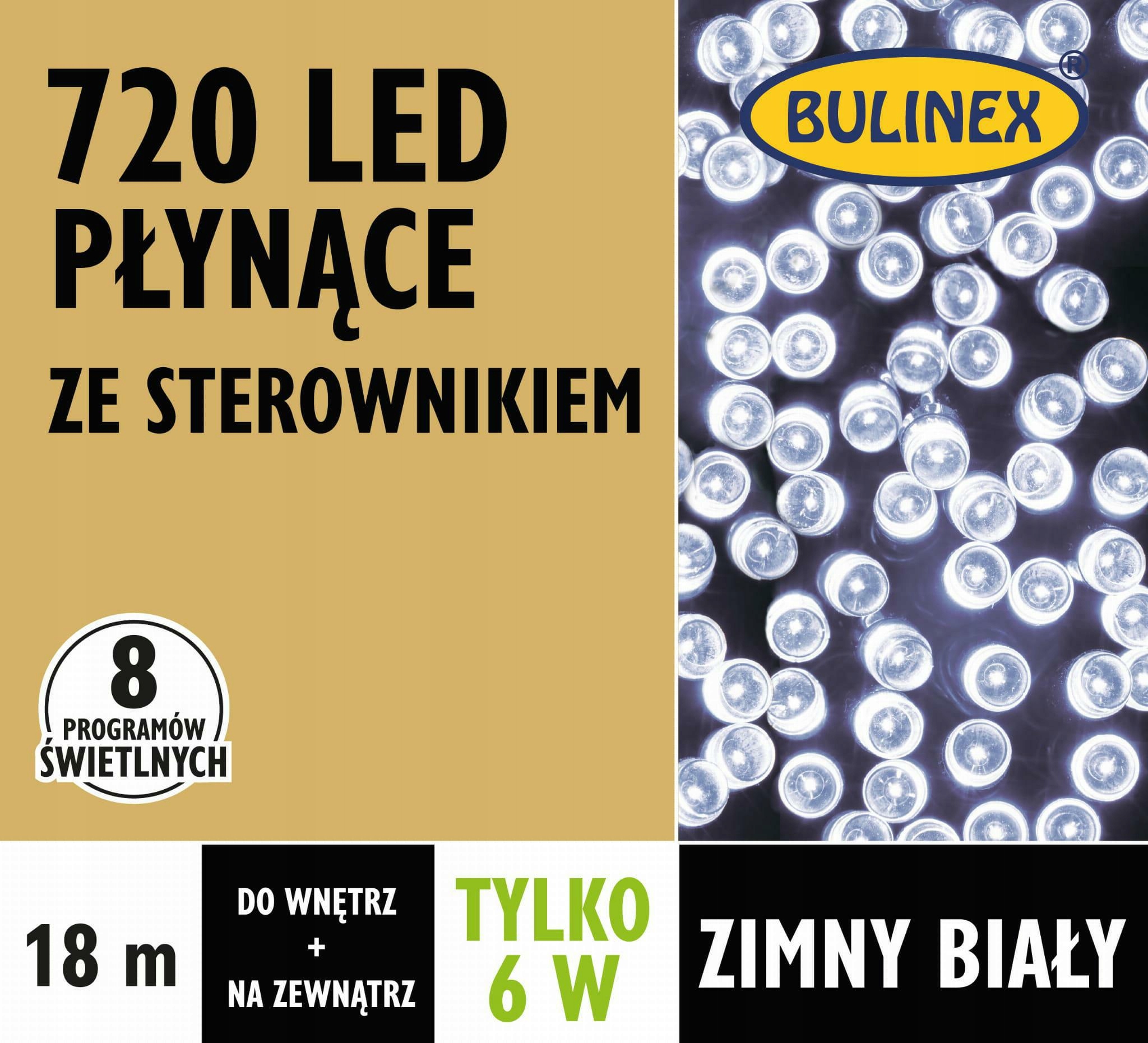 Energeticky úsporné lampy Bulinex 720led bílé studené 18 m tekoucí ovladač