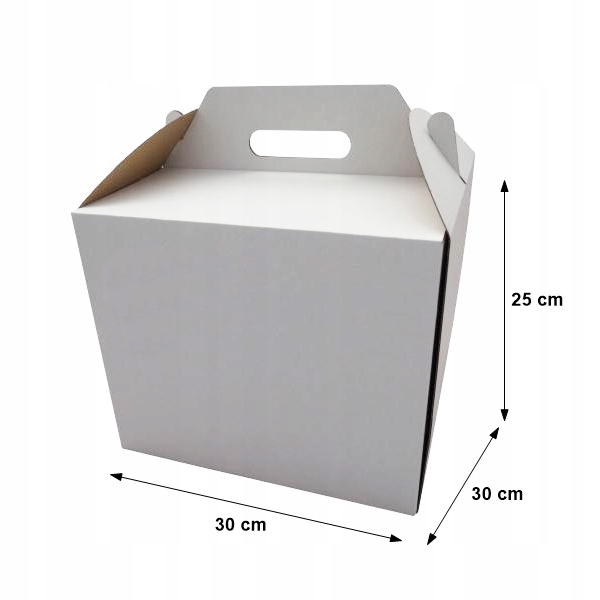 

Pudełko karton z rączką na wysoki tort 30x30X25 cm