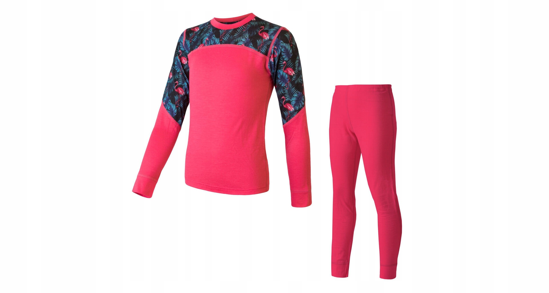 Sensor Merino Impress Set Dětský Triko Dl.rukáv Spodky Magenta/floral Vel