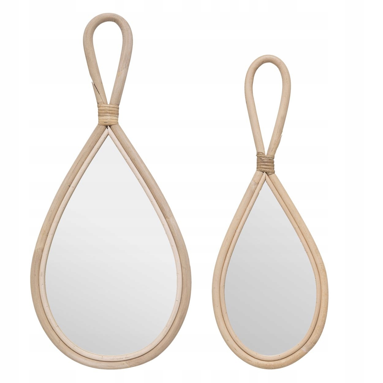 

Ścienne lustro 2x zestaw drewniane boho rattan
