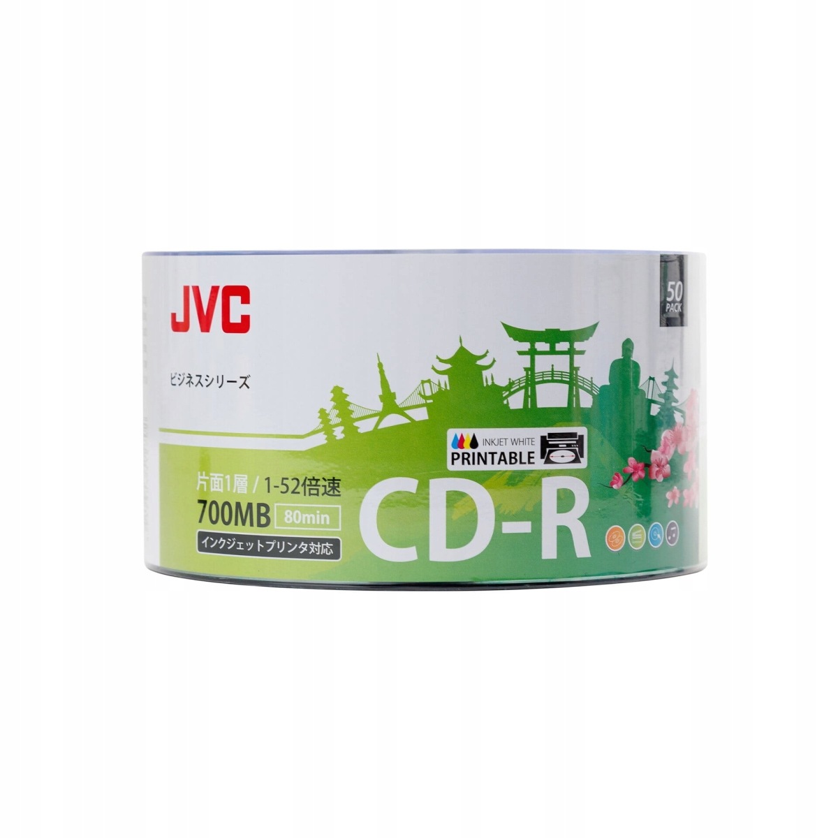 Jvc Cd-r 700MB 52X Potiskovatelné Inkoustové Bílé Voděodolné Foto Lesklé Balení 50 Ks