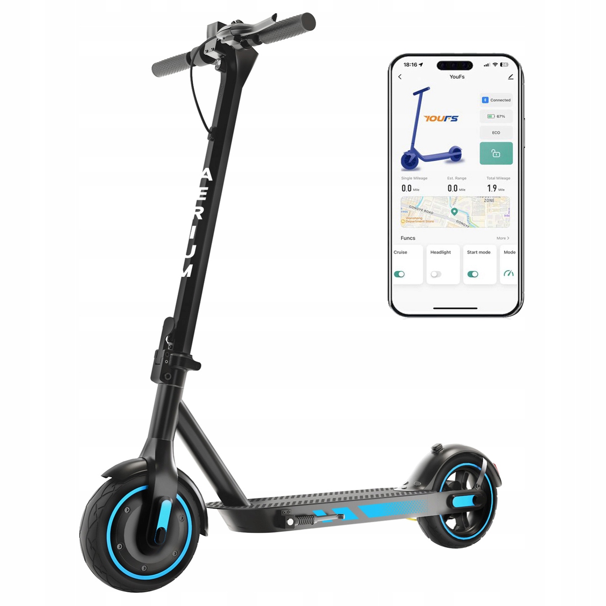 Elektrokoloběžka AERIUM MaxRide T500 modrá Barva modrá