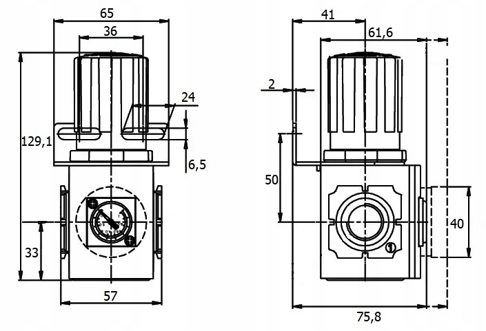 Reduktor ciśnienia 1/2 z wbudowanym manometrem 1,5-9 bar Marka Flowmatik