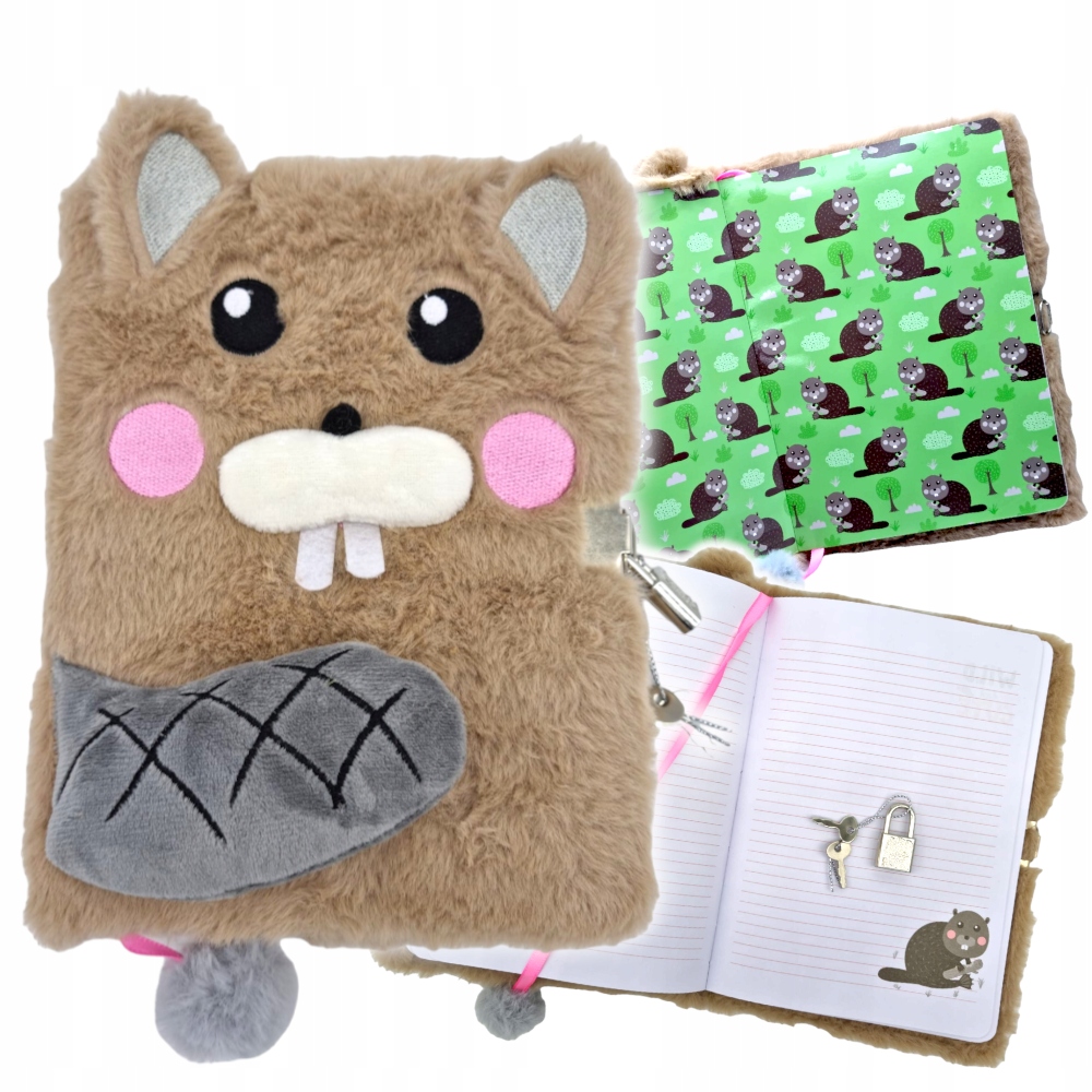 

Pamiętnik na kłódkę,kluczyk włochacz pluszowy Bóbr