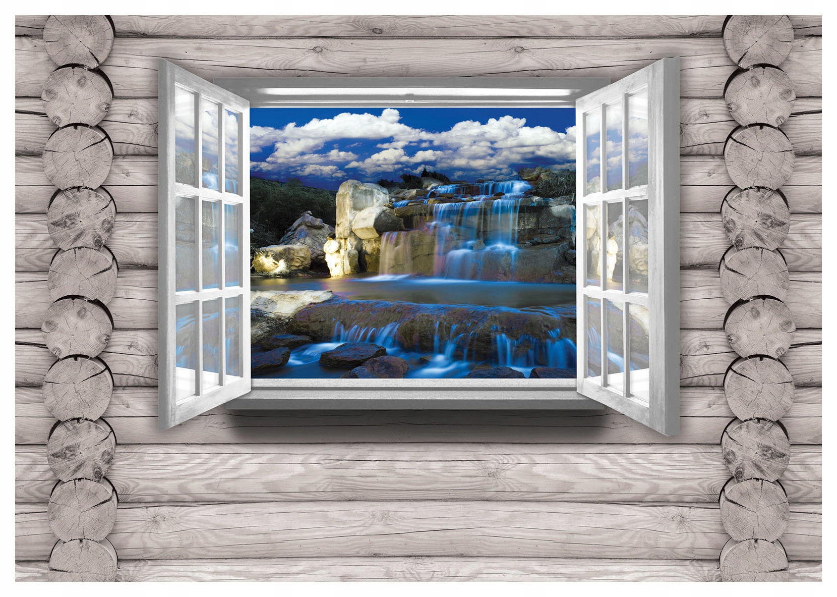 Vliesová fototapeta Vodopád s oknom, výhľad 300x210 lepidlo