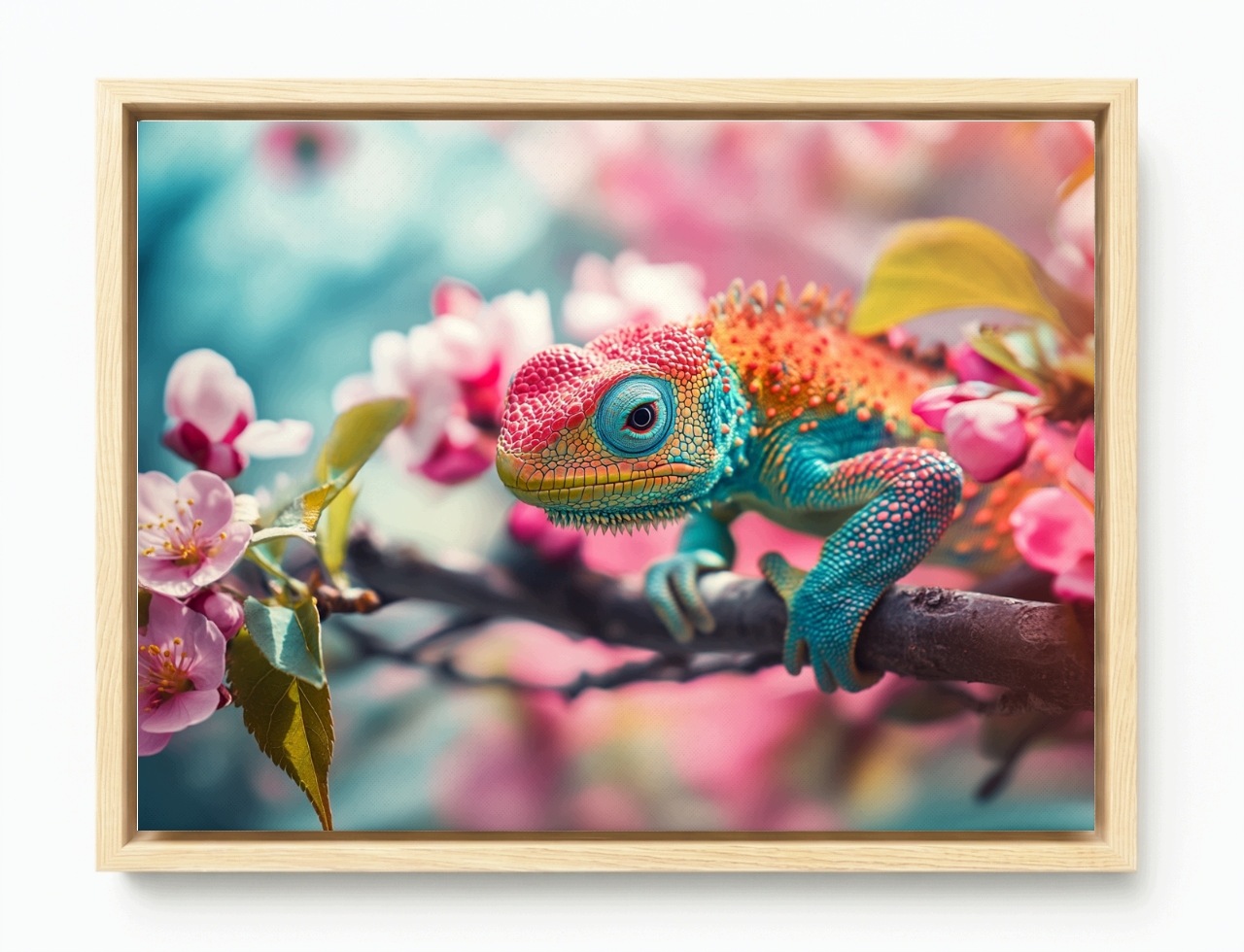Obraz Rám Americký Box Příroda Barevný Chameleon Ještěrka 80x60
