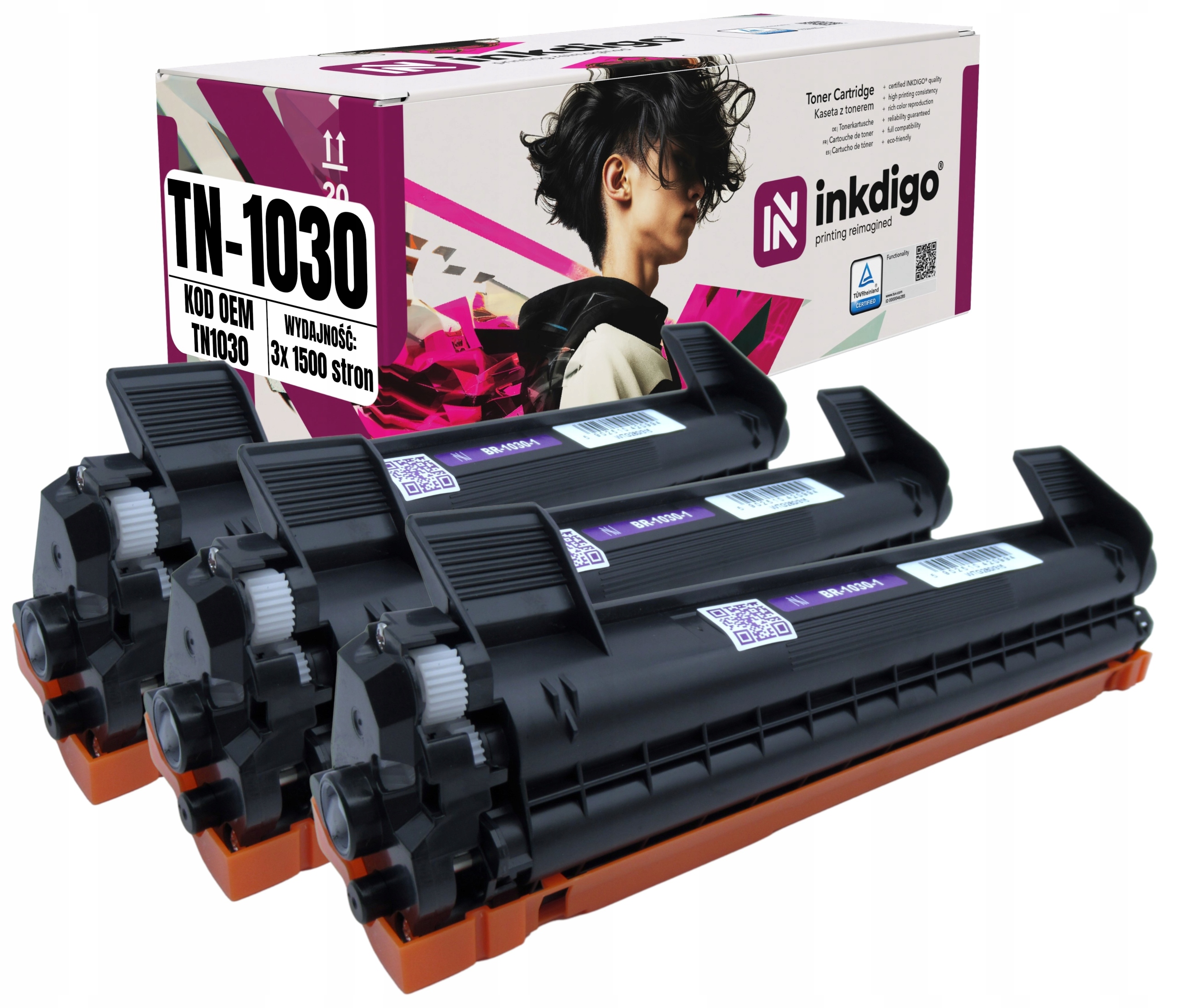 3x Náhradní toner TN1030 pro tiskárnu Brother HL1110 DCP-1510E DCP-1512E
